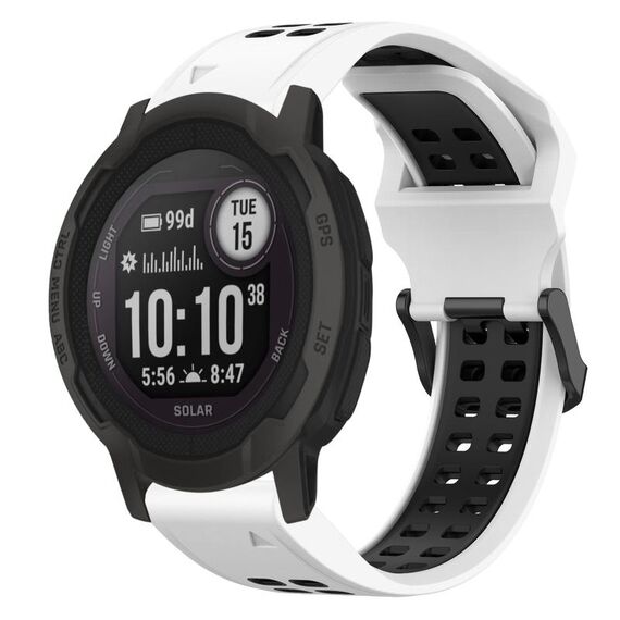 Per Garmin Instinct 2 22mm cinturino in silicone con fibbia inversa bicolore (bianco + nero)