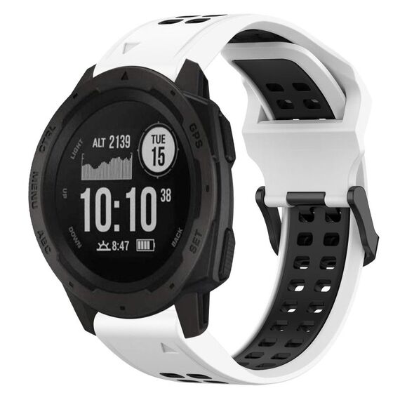 Per Garmin Instinct 22mm cinturino in silicone con fibbia inversa bicolore (bianco + nero)