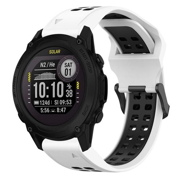 Per Garmin Descent G1 22mm cinturino in silicone con fibbia inversa bicolore (bianco + nero)