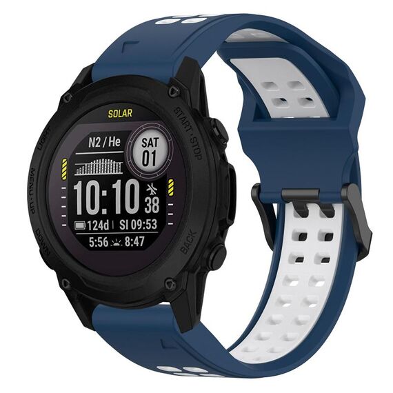 Per Garmin Descent G1 22mm cinturino in silicone con fibbia inversa bicolore (blu + bianco)