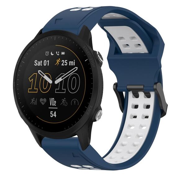 Per Garmin Forerunner 955 Cinturino per orologio in silicone bicolore con fibbia inversa da 22 mm (blu + bianco)
