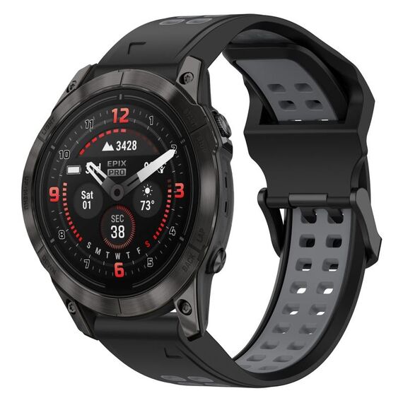 Per Garmin Epix Pro 51mm 26mm cinturino in silicone con fibbia inversa bicolore (nero + grigio)