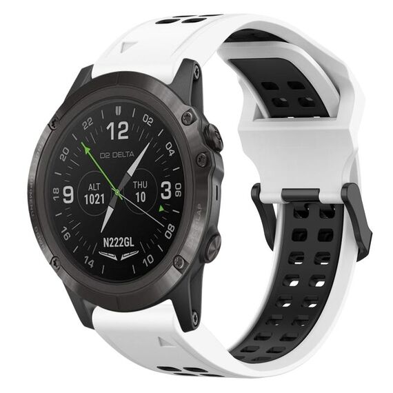 Per Garmin D2 Delta PX 26mm cinturino in silicone con fibbia inversa bicolore (bianco + nero)