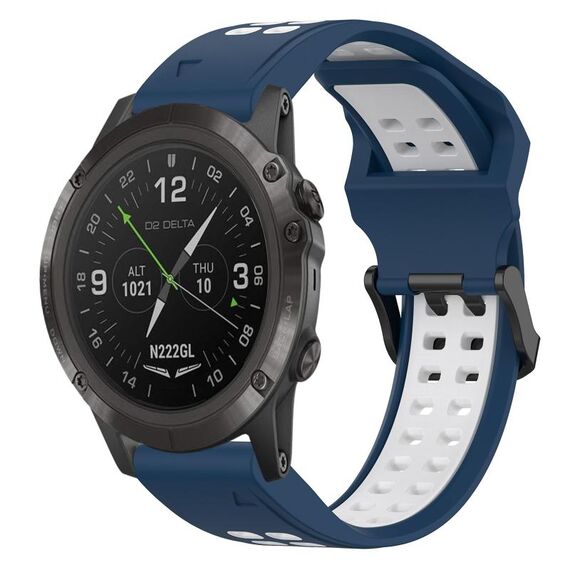 Per Garmin D2 Delta PX 26mm cinturino in silicone con fibbia inversa bicolore (blu + bianco)