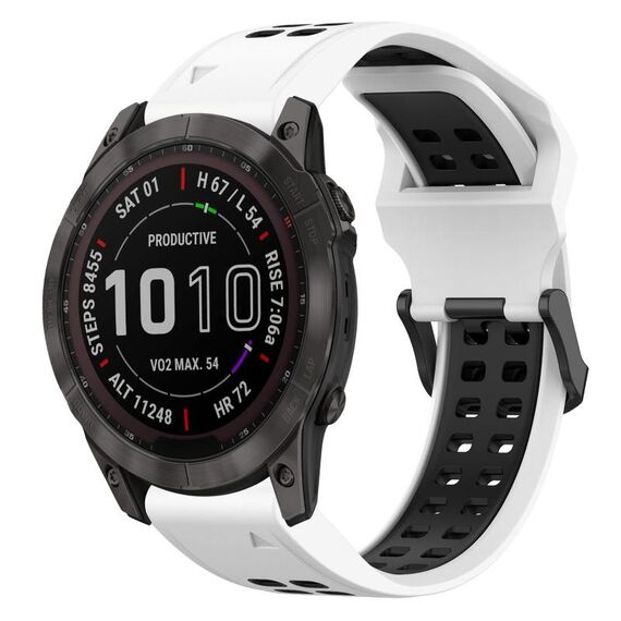 Per Garmin Fenix 7X 26mm cinturino in silicone con fibbia inversa bicolore (bianco + nero)