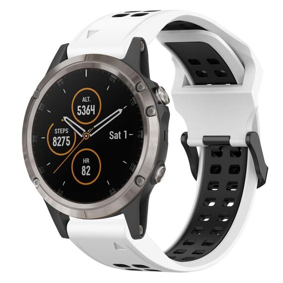 Per Garmin Fenix 5X Plus 26mm cinturino in silicone con fibbia inversa bicolore (bianco + nero)