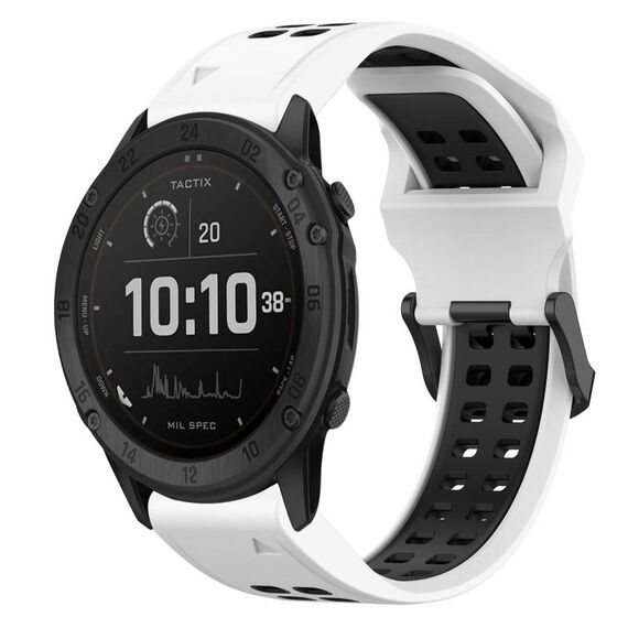 Per Garmin Tactix Delta 26mm cinturino in silicone con fibbia inversa bicolore (bianco + nero)