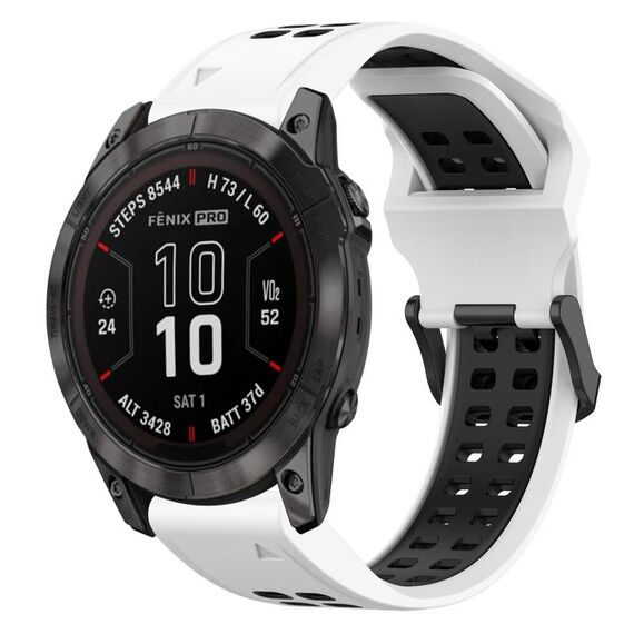 Per Garmin Fenix 7S Pro 42mm 20mm Cinturino in silicone con fibbia inversa bicolore (bianco + nero)