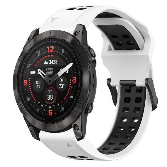 Per Garmin Epix Pro 42mm 20mm cinturino in silicone con fibbia inversa bicolore (bianco + nero)