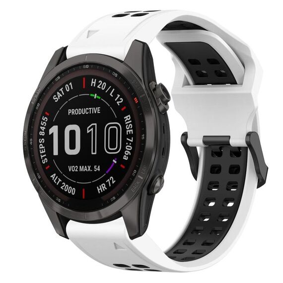 Per Garmin Fenix 7S Sapphire Solar 20mm Cinturino in silicone con fibbia inversa bicolore (bianco + nero)
