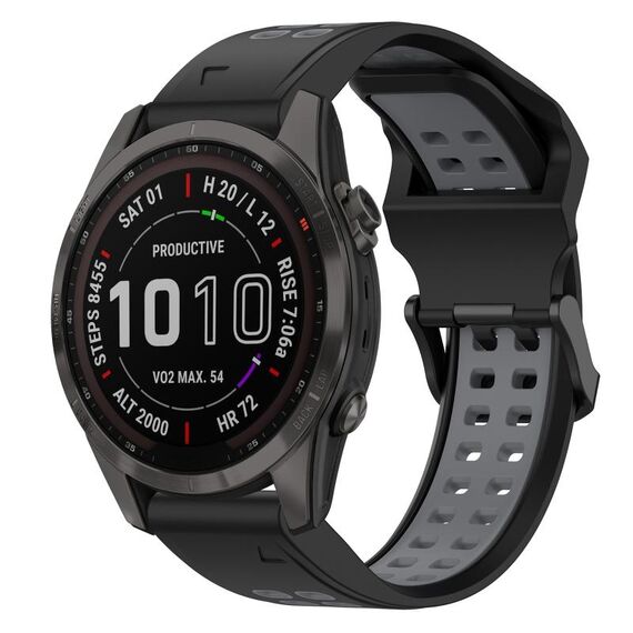 Per Garmin Fenix 7S Sapphire Solar 20mm Cinturino in silicone con fibbia inversa bicolore (nero + grigio)