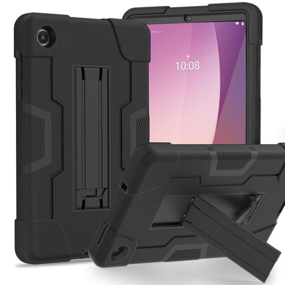 Per Lenovo Tab M8 4a generazione custodia per tablet PC ibrida in silicone a colori a contrasto con supporto (nero)