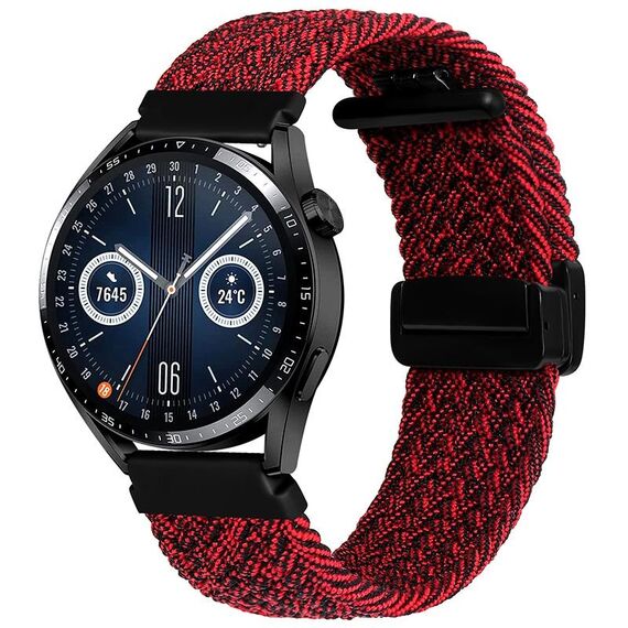 Per Garmin VivoMove Trend / Luxe / Style Cinturino per orologio in tessuto con chiusura pieghevole magnetica da 20 mm (nero sabbia rossa)