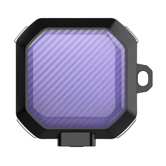 Per Samsung Buds Live / Buds2 / Pro / 2Pro TPU + PC Custodia protettiva per auricolari wireless in fibra di carbonio trasparente con interruttore (nero viola)