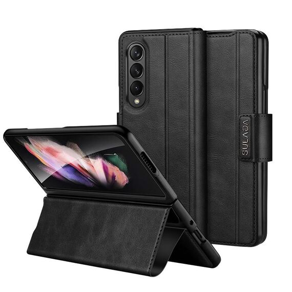 Per Samsung Galaxy Z Fold2 / W21 SULADA Custodia per telefono in pelle con chiusura a scatto magnetica all-inclusive (nero)