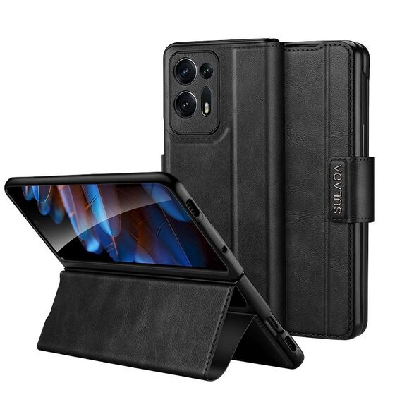 Per OPPO Find N2 SULADA Custodia per telefono in pelle a scatto magnetico all-inclusive (nero)