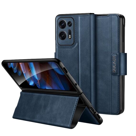 Per OPPO Find N2 SULADA Custodia per telefono in pelle a scatto magnetico all-inclusive (blu)