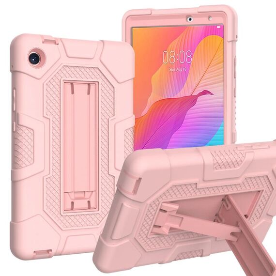 Per Huawei MatePad T8 Custodia per tablet PC ibrida in silicone Robot B3 a colori a contrasto con supporto (oro rosa)