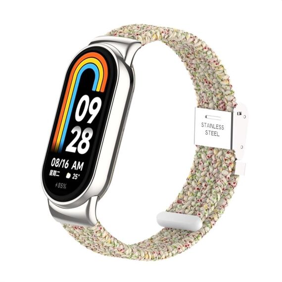 Per Xiaomi Mi Band 8/8 NFC Metal Head + cinturino in nylon intrecciato con fibbia in acciaio (colore Starlight)