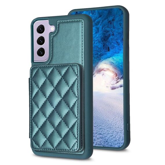 Per Samsung Galaxy S22 + 5G BF25 Custodia per cellulare con supporto per carta scozzese quadrata (verde)