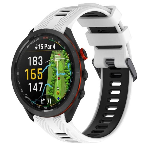 Per Garmin Approach S70 47mm Cinturino sportivo in silicone bicolore (bianco + nero)