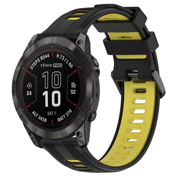 Per Garmin Fenix 7 Pro Sports cinturino in silicone bicolore (nero + giallo)