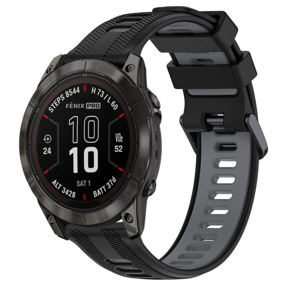 Per Garmin Fenix 7 Pro Sports cinturino in silicone bicolore (nero + grigio)