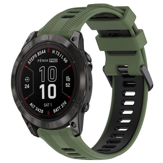 Per Garmin Fenix 7 Pro Sports cinturino in silicone bicolore (verde militare + nero)