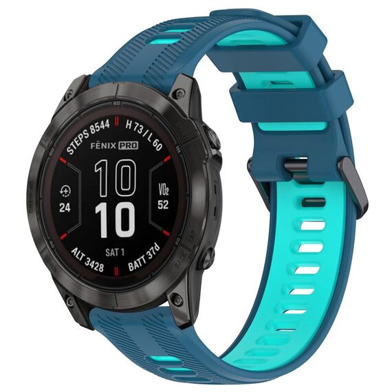 Per Garmin Fenix 7 Pro Sports cinturino in silicone bicolore (blu + verde acqua)