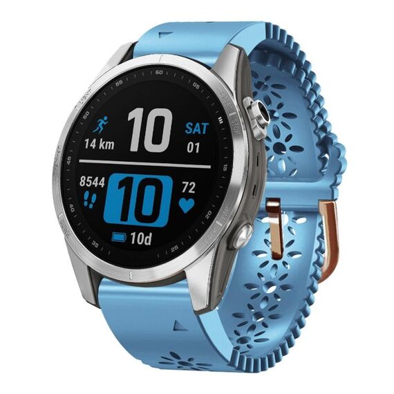 Per Garmin Epix Pro 42mm Lady Lace Punch cinturino in silicone (blu)