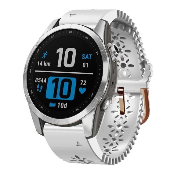 Per Garmin Fenix 7S Pro 42mm Cinturino in silicone Lady Lace Punch (bianco)