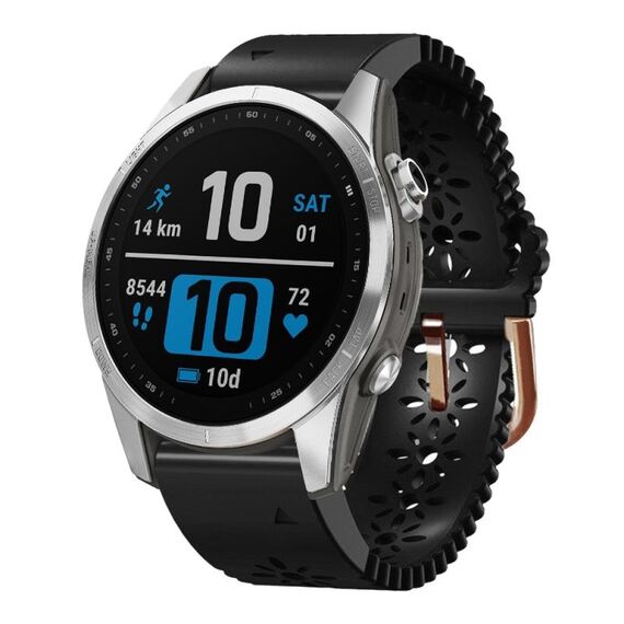Per Garmin Fenix 7S Pro 42mm Lady Lace Punch cinturino in silicone (nero)