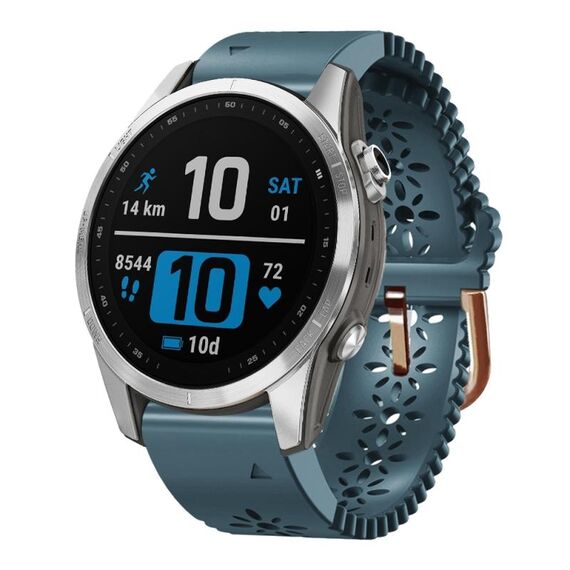 Per Garmin Fenix 7S Pro 42mm Cinturino in silicone Lady Lace Punch (Lake Blue)