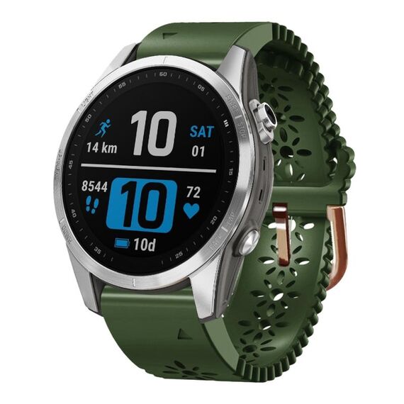 Per Garmin Fenix 7S Pro 42mm Cinturino in silicone Lady Lace Punch (verde militare)