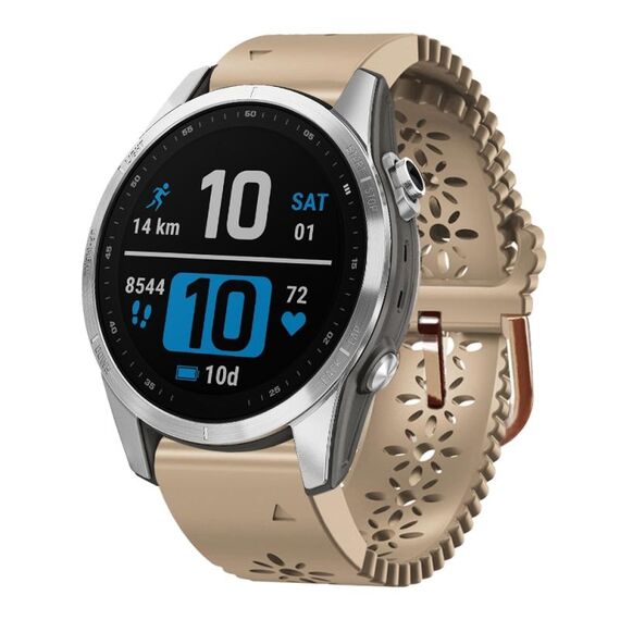 Per Garmin Fenix 7S Pro 42 mm Lady Lace Punch cinturino in silicone (cachi)