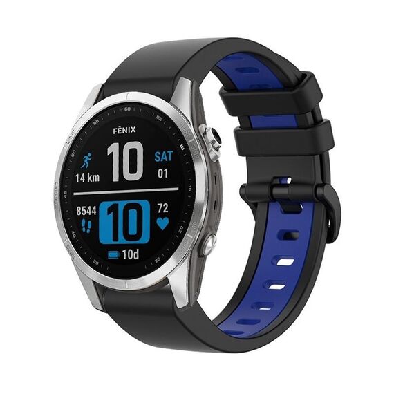 Per Garmin Fenix 7 Pro 51mm Cinturino sportivo in silicone bicolore (nero + blu)