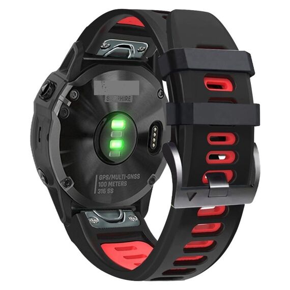 Per Garmin Fenix 7 Pro 51mm Cinturino sportivo in silicone bicolore (nero + rosso)