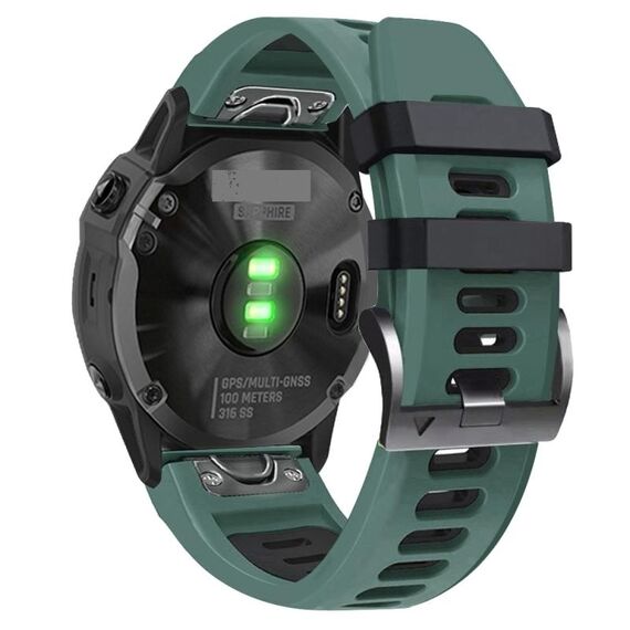 Per Garmin Fenix 7 Pro 51mm Cinturino sportivo in silicone bicolore (verde militare + nero)