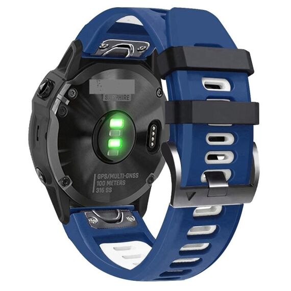 Per Garmin Fenix 7 Pro 51mm Cinturino sportivo in silicone bicolore (blu notte + bianco)