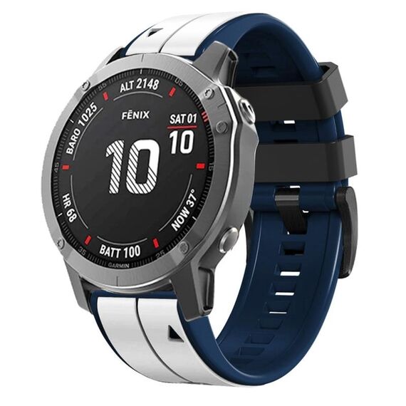 Per Garmin Fenix 7 Pro 47mm Cinturino sportivo in silicone bicolore (bianco + blu scuro)