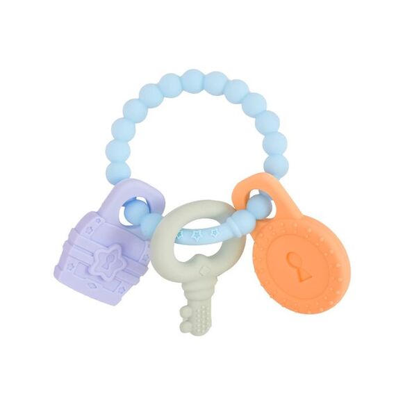 Neonato Massaggiagengive Comfort Braccialetto a mano anti-mangiare Forma chiave Molare Giocattolo in silicone (azzurro)