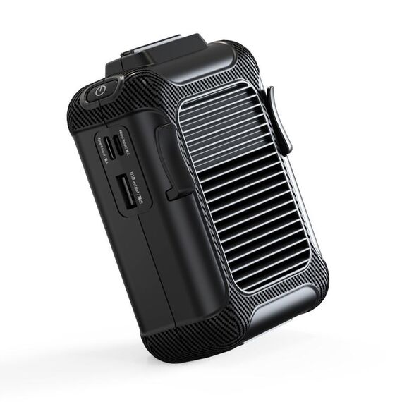 Mini ventilatore da vita all'aperto con funzione di alimentazione Carica USB Ventilatore senza lama appeso al collo (nero)