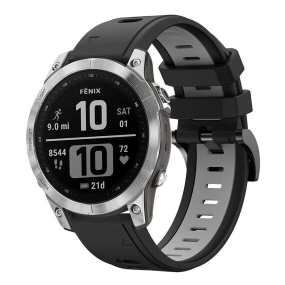 Per Garmin Fenix 7 Pro 47mm Cinturino sportivo in silicone bicolore (nero + grigio)