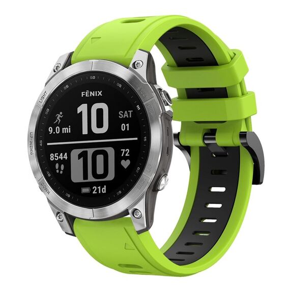 Per Garmin Fenix 7 Pro 47mm Cinturino sportivo in silicone bicolore (verde lime + nero)