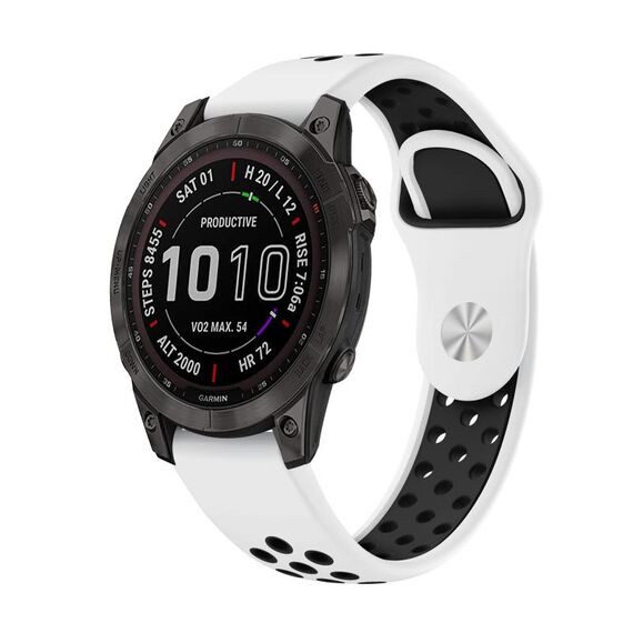 Per Garmin Instinct 2 Solar Sports cinturino in silicone traspirante (bianco + nero)