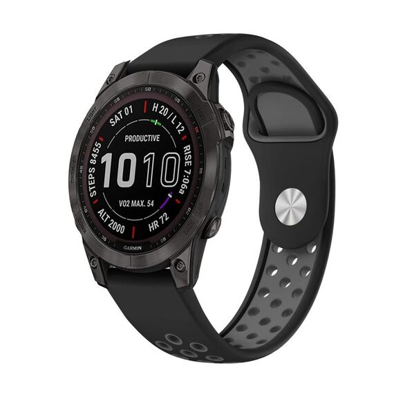 Per cinturino sportivo in silicone traspirante Garmin Fenix 7 Pro 47mm (nero + grigio)