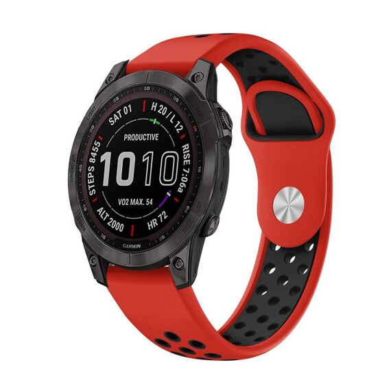 Per cinturino sportivo in silicone traspirante Garmin Fenix 7 Pro 47mm (rosso + nero)