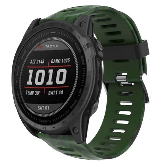 Per Garmin Fenix 7 Pro 51mm Cinturino in silicone stampato mimetico (verde militare + mimetico militare)