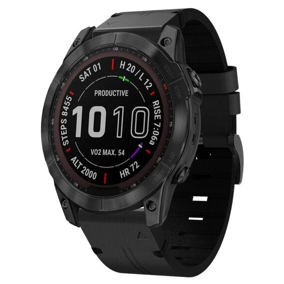 Per cinturino orologio Garmin Instinct 2X in pelle solare con fibbia in acciaio (nero)