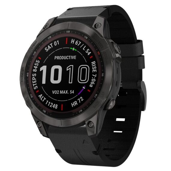 Per cinturino orologio Garmin Instinct 2 in pelle solare con fibbia in acciaio (nero)